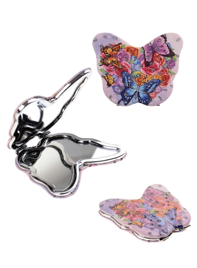 Adjustable Double-Sided Butterfly Mirror – Foldable Handheld Makeup Mirror for Purse, Desk, or Travel - Image 1